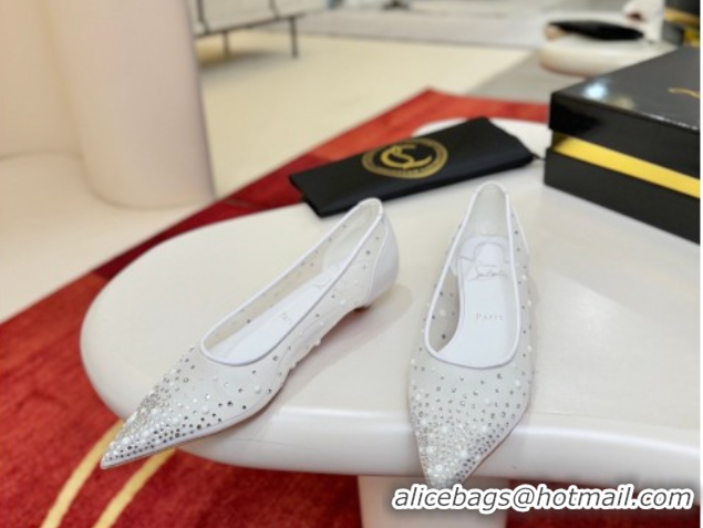 Sophisticated Christian Miss Z Degrastrass Perla Ballerinas Flat in Mesh with Strass and Pearls 0225091 White 2026