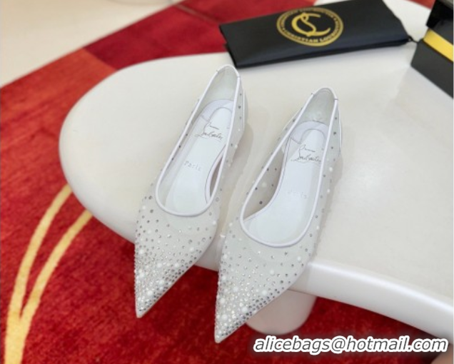 Sophisticated Christian Miss Z Degrastrass Perla Ballerinas Flat in Mesh with Strass and Pearls 0225091 White 2026