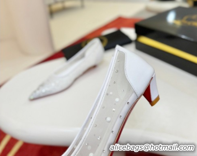 Sophisticated Christian Miss Z Degrastrass Perla Ballerinas Flat in Mesh with Strass and Pearls 0225091 White 2026