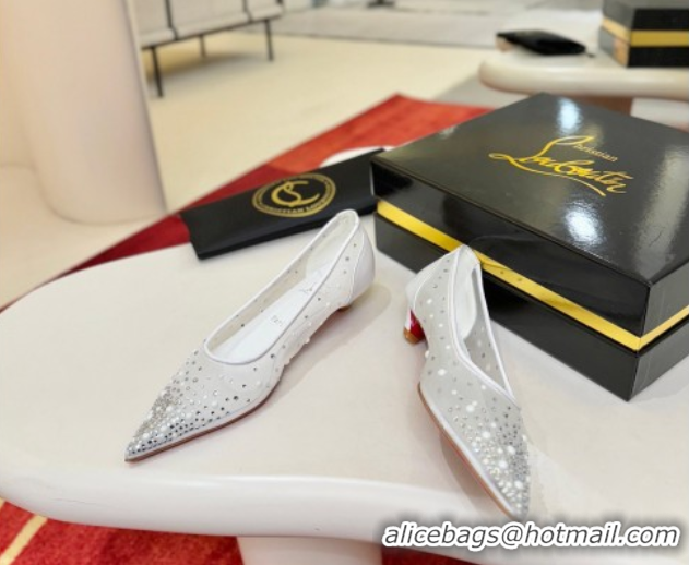Sophisticated Christian Miss Z Degrastrass Perla Ballerinas Flat in Mesh with Strass and Pearls 0225091 White 2026