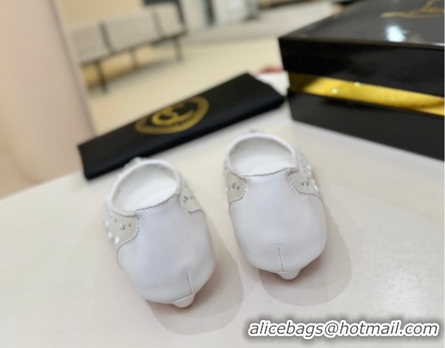 Sophisticated Christian Miss Z Degrastrass Perla Ballerinas Flat in Mesh with Strass and Pearls 0225091 White 2026