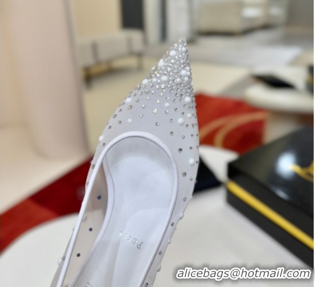 Sophisticated Christian Miss Z Degrastrass Perla Ballerinas Flat in Mesh with Strass and Pearls 0225091 White 2026