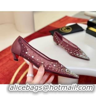 Grade Quality Christian Miss Z Degrastrass Perla Ballerinas Flat in Mesh with Strass and Pearls 0225091 Burgundy 2026
