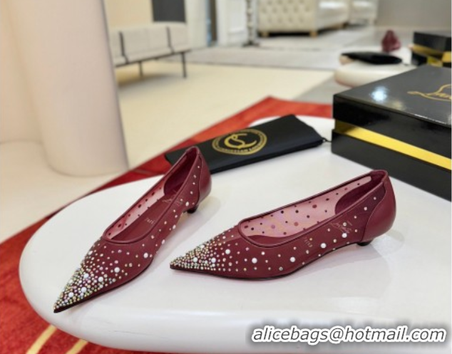 Grade Quality Christian Miss Z Degrastrass Perla Ballerinas Flat in Mesh with Strass and Pearls 0225091 Burgundy 2026