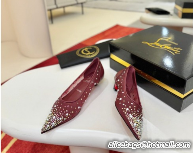 Grade Quality Christian Miss Z Degrastrass Perla Ballerinas Flat in Mesh with Strass and Pearls 0225091 Burgundy 2026