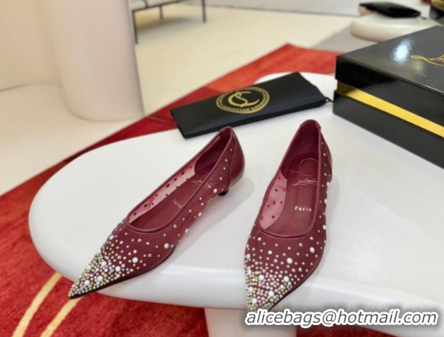 Grade Quality Christian Miss Z Degrastrass Perla Ballerinas Flat in Mesh with Strass and Pearls 0225091 Burgundy 2026