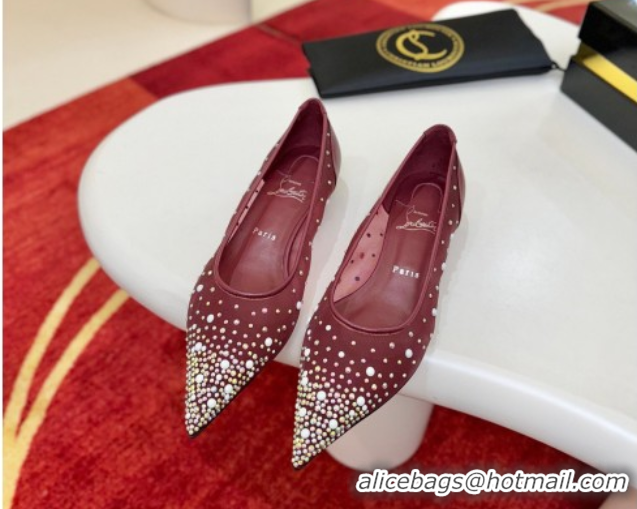 Grade Quality Christian Miss Z Degrastrass Perla Ballerinas Flat in Mesh with Strass and Pearls 0225091 Burgundy 2026