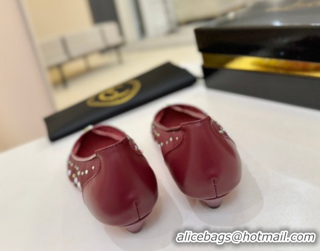 Grade Quality Christian Miss Z Degrastrass Perla Ballerinas Flat in Mesh with Strass and Pearls 0225091 Burgundy 2026