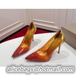 Stylish Christian Louboutin PVC Pumps 10cm with Strass 0225094 Orange 2026