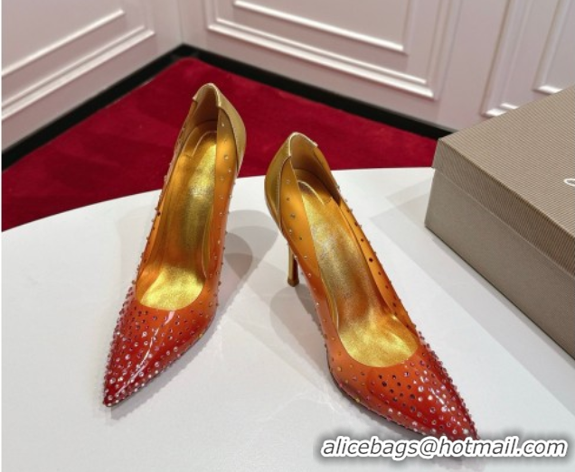 Stylish Christian Louboutin PVC Pumps 10cm with Strass 0225094 Orange 2026