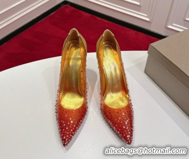 Stylish Christian Louboutin PVC Pumps 10cm with Strass 0225094 Orange 2026