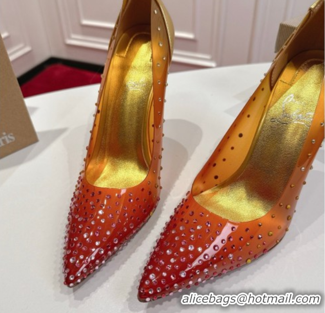 Stylish Christian Louboutin PVC Pumps 10cm with Strass 0225094 Orange 2026