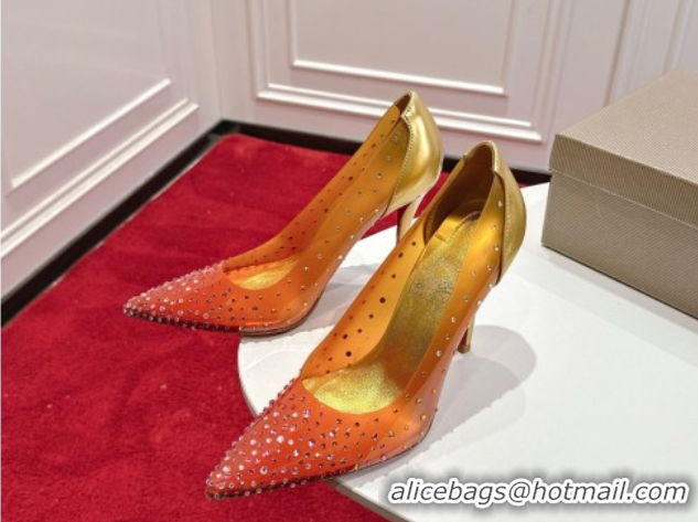 Stylish Christian Louboutin PVC Pumps 10cm with Strass 0225094 Orange 2026