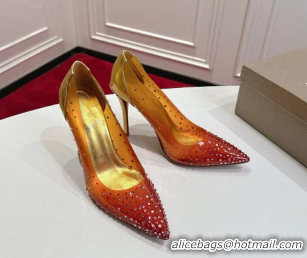 Stylish Christian Louboutin PVC Pumps 10cm with Strass 0225094 Orange 2026