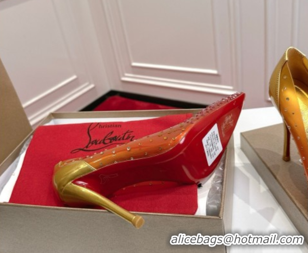 Stylish Christian Louboutin PVC Pumps 10cm with Strass 0225094 Orange 2026