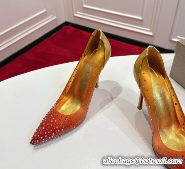 Stylish Christian Louboutin PVC Pumps 10cm with Strass 0225094 Orange 2026