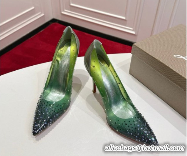 Best Grade Christian Louboutin PVC Pumps 10cm with Strass 0225094 Green 2026