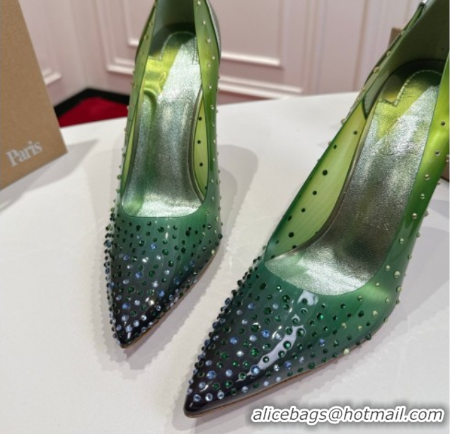 Best Grade Christian Louboutin PVC Pumps 10cm with Strass 0225094 Green 2026