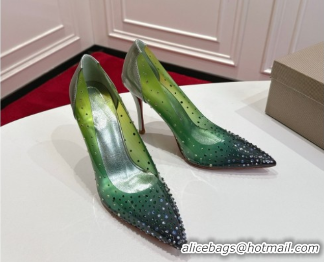 Best Grade Christian Louboutin PVC Pumps 10cm with Strass 0225094 Green 2026