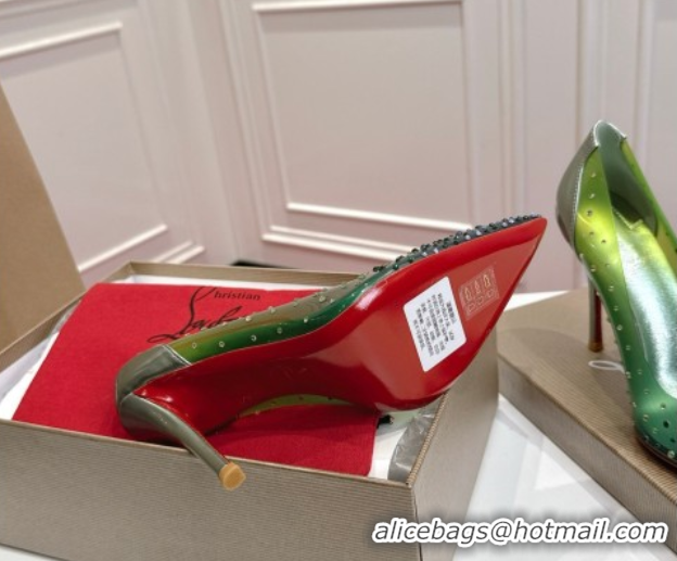 Best Grade Christian Louboutin PVC Pumps 10cm with Strass 0225094 Green 2026