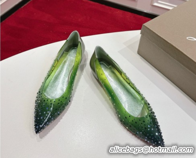 Hot Style Christian Louboutin PVC Ballerinas Flat with Strass 0225096 Green 2026