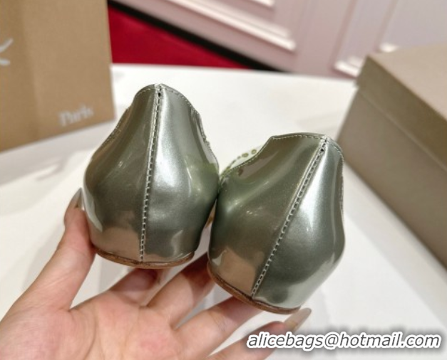 Hot Style Christian Louboutin PVC Ballerinas Flat with Strass 0225096 Green 2026