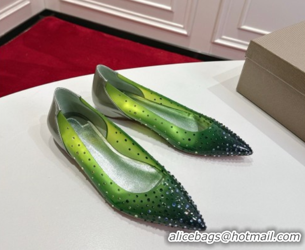Hot Style Christian Louboutin PVC Ballerinas Flat with Strass 0225096 Green 2026