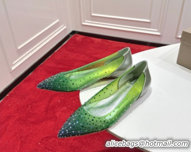 Hot Style Christian Louboutin PVC Ballerinas Flat with Strass 0225096 Green 2026