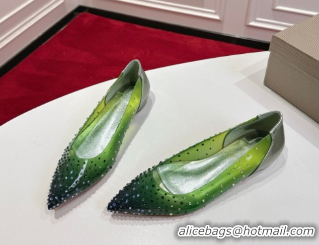 Hot Style Christian Louboutin PVC Ballerinas Flat with Strass 0225096 Green 2026