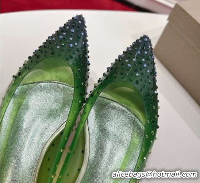 Hot Style Christian Louboutin PVC Ballerinas Flat with Strass 0225096 Green 2026