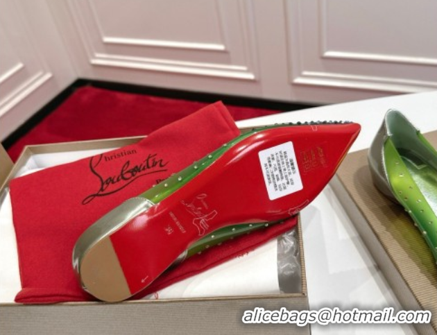 Hot Style Christian Louboutin PVC Ballerinas Flat with Strass 0225096 Green 2026