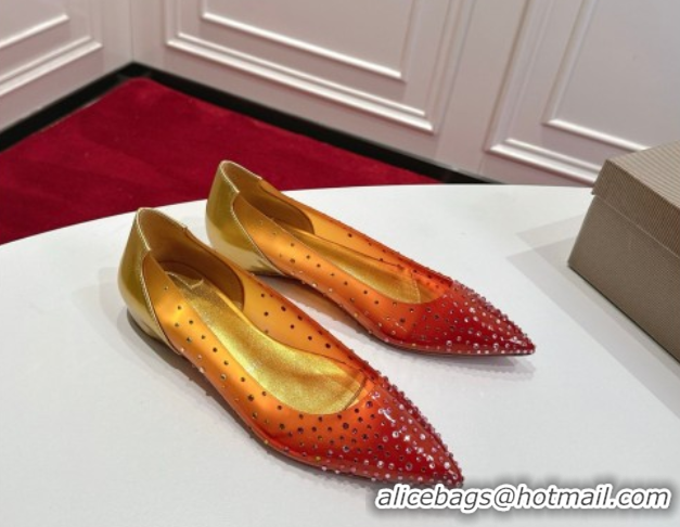 Pretty Style Christian Louboutin PVC Ballerinas Flat with Strass 0225096 Orange 2026