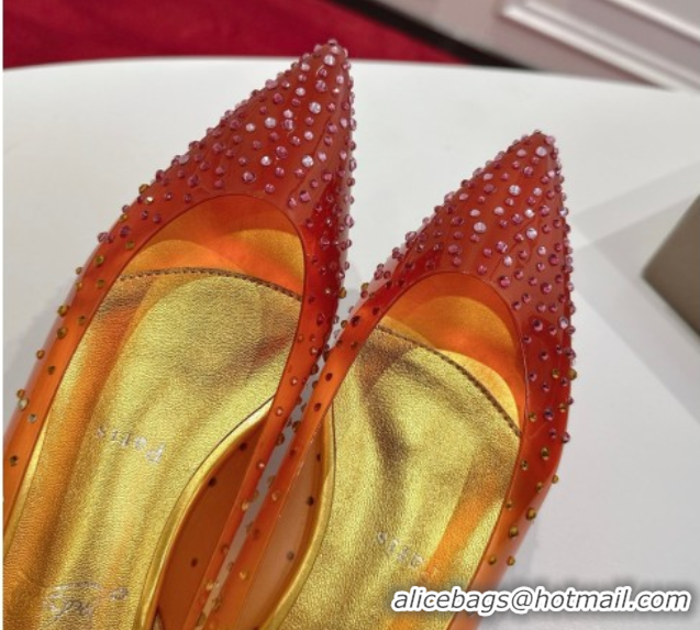 Pretty Style Christian Louboutin PVC Ballerinas Flat with Strass 0225096 Orange 2026
