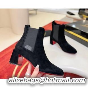 Unique Style Christian Louboutin Turelastic Heel Ankle Boots 5.5cm in Suede 0225102 Black 2026