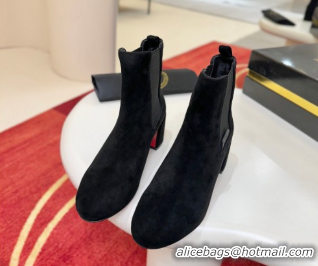 Unique Style Christian Louboutin Turelastic Heel Ankle Boots 5.5cm in Suede 0225102 Black 2026