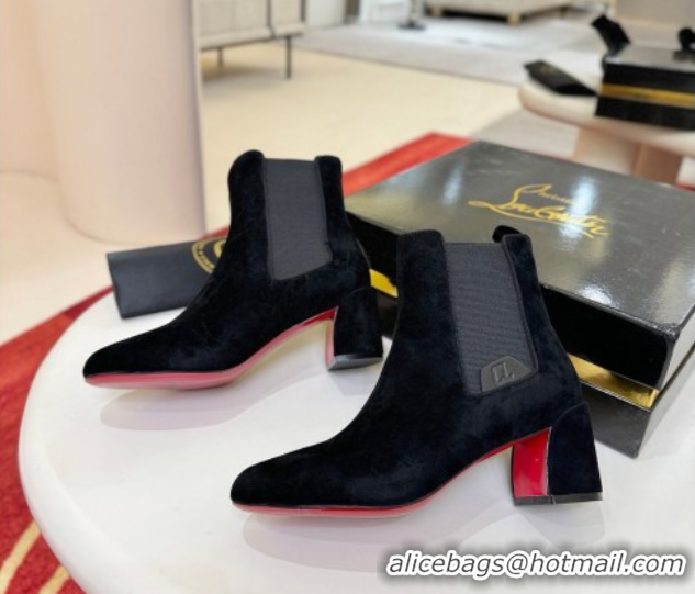 Unique Style Christian Louboutin Turelastic Heel Ankle Boots 5.5cm in Suede 0225102 Black 2026