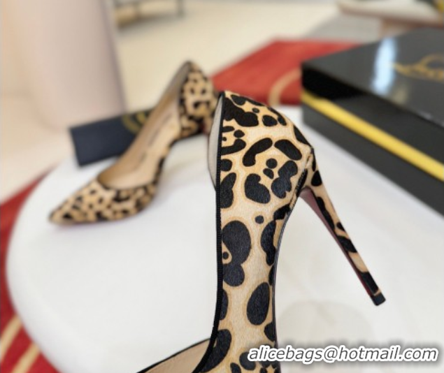 Shop Duplicate Christian Louboutin Iriza Pumps 10cm in Leopard Print 0225103 Beige 2026