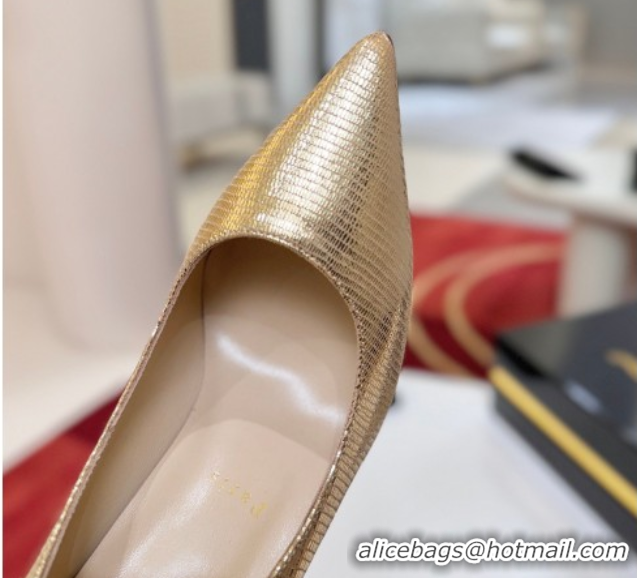 Duplicate Christian Louboutin Kate Pumps 10cm in Lizard Embossed Leather 0225103 Gold 2026
