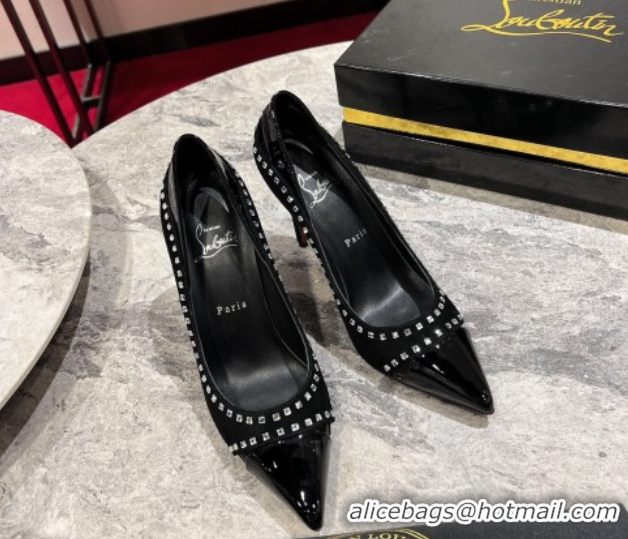 Grade Quality Christian Louboutin Duvette Strass Pumps 10cm in Suede and Patent Leather 0225108 Black 2026