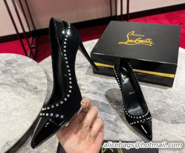 Grade Quality Christian Louboutin Duvette Strass Pumps 10cm in Suede and Patent Leather 0225108 Black 2026