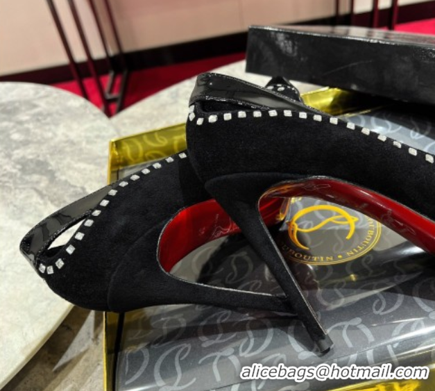 Grade Quality Christian Louboutin Duvette Strass Pumps 10cm in Suede and Patent Leather 0225108 Black 2026