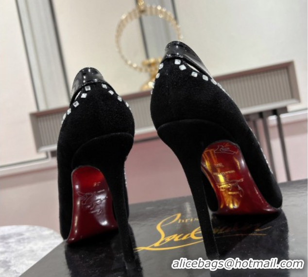 Grade Quality Christian Louboutin Duvette Strass Pumps 10cm in Suede and Patent Leather 0225108 Black 2026