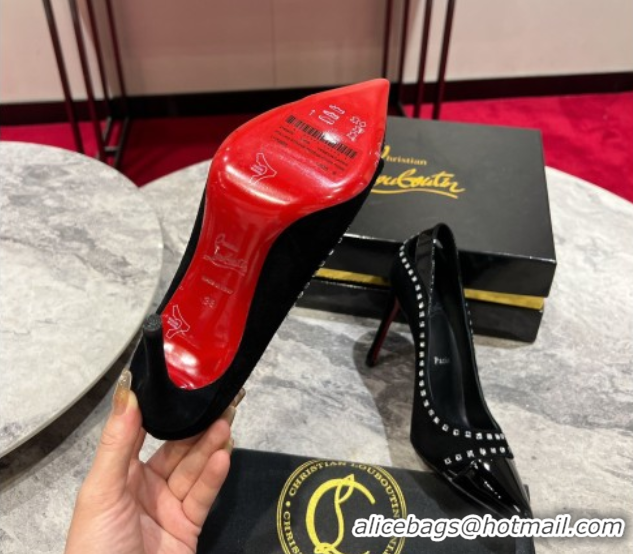Grade Quality Christian Louboutin Duvette Strass Pumps 10cm in Suede and Patent Leather 0225108 Black 2026