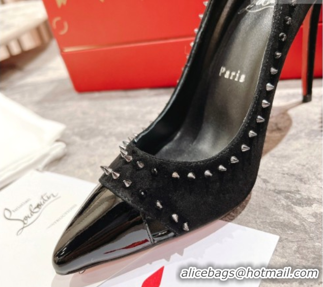 Good Quality Christian Louboutin Iriza Pumps 10cm in Suede and Patent Leather 0225109 Black 2026