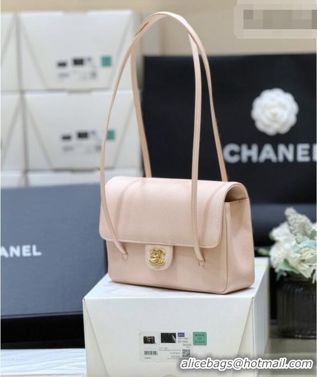 Promotional Chanel Small Flap Bag in Grained Shiny Calfskin AS6130 Light Pink Spring-Summer 2026 Top Quality