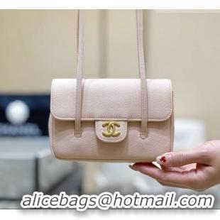 Pretty Style Chanel Grained Shiny Calfskin Clutch with Leather Strap AP5068 Light Pink 2026 Top Quality