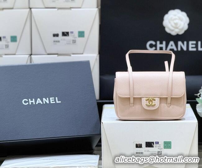 Pretty Style Chanel Grained Shiny Calfskin Clutch with Leather Strap AP5068 Light Pink 2026 Top Quality