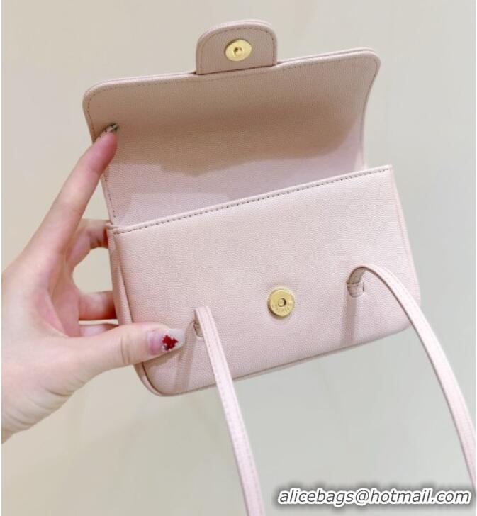 Pretty Style Chanel Grained Shiny Calfskin Clutch with Leather Strap AP5068 Light Pink 2026 Top Quality
