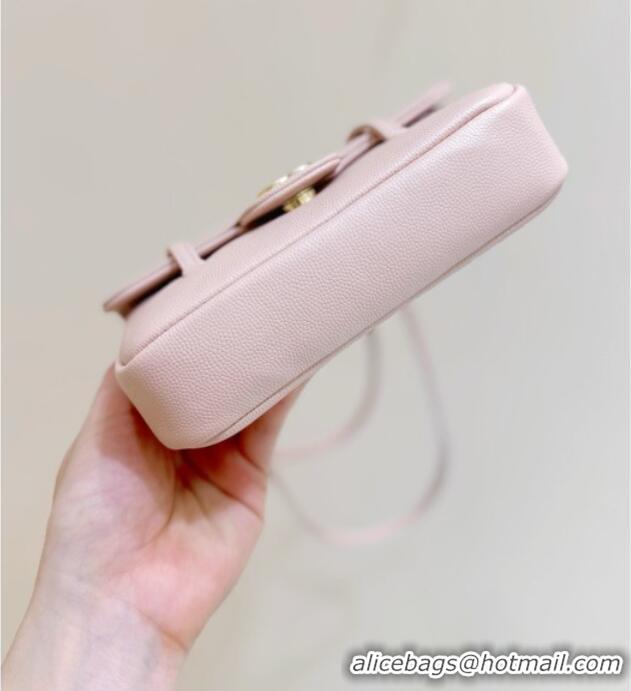 Pretty Style Chanel Grained Shiny Calfskin Clutch with Leather Strap AP5068 Light Pink 2026 Top Quality
