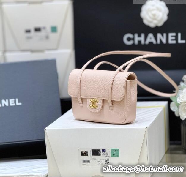 Pretty Style Chanel Grained Shiny Calfskin Clutch with Leather Strap AP5068 Light Pink 2026 Top Quality